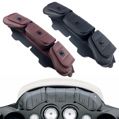 Motorcycle 3-Pocket Windshield Batwing Fairing Pouch Bag For 1996-2013 Harley Electra Street Glide