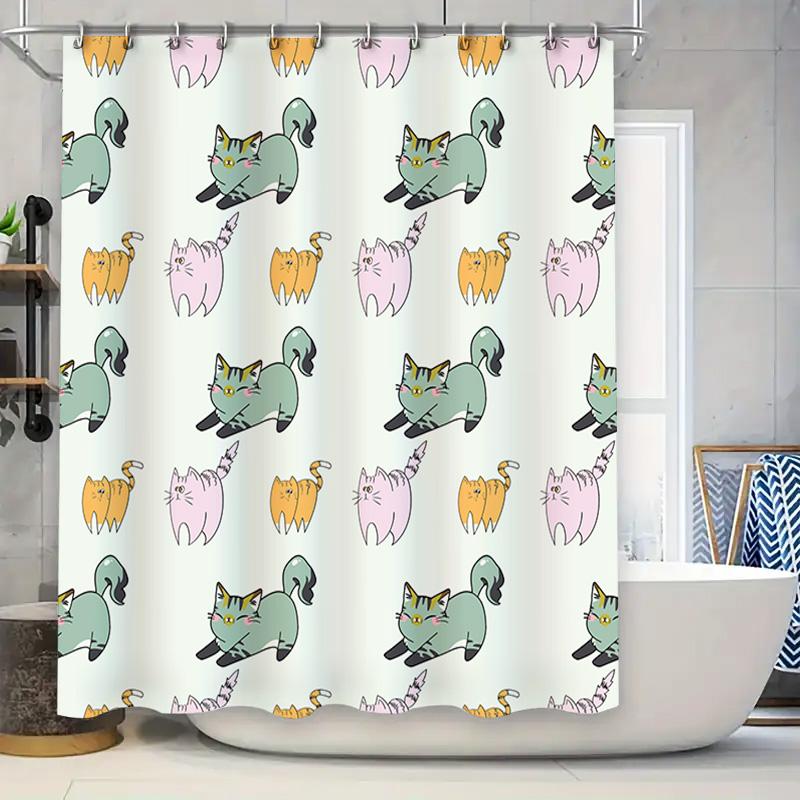 

Whimsical Cats Shower Curtain Waterproof Bath Decoration Home Decorative Pattern Bathroom Liner W60H190(CM)-1 Pcs