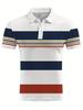 Summer New Style Men's Short-Sleeved Polo Shirt with 3D Stripes Print Street Casual Fashion Comfortable and Soft
