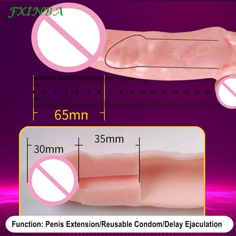 FXI 14-27cm Realistic  Sleeve Extender  Sleeve Dick Enlargement Delay Ejaculation Reusable Condom Men Sex Toys