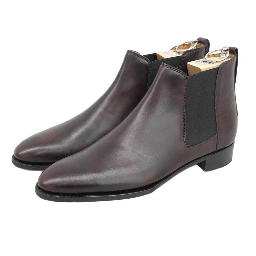 JOHN LOBB Plum Museum Calf TUDOR Men's Side Gore Boots, Brown, Size 7 1/2D, Last 7000B Shoes 7 1/2D BrownUsed