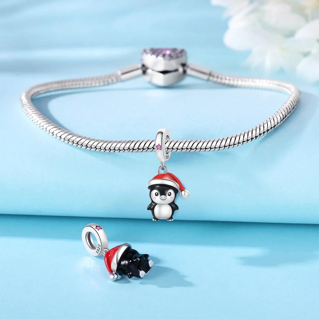 Copper Santa Claus Sled Bead Charms Christmas Penguin Charm Bead Charms Compatible With Authentic Bracelets for Women Diy Fine Jewellery Gifts Accesso