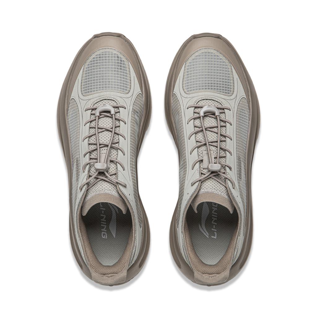 Li Ning Cloud Wave Chaussures Décontractées Confortables Amortissantes Résistantes à l'Usure Basse Top Baskets Homme Gris-Vert AGLW049-1