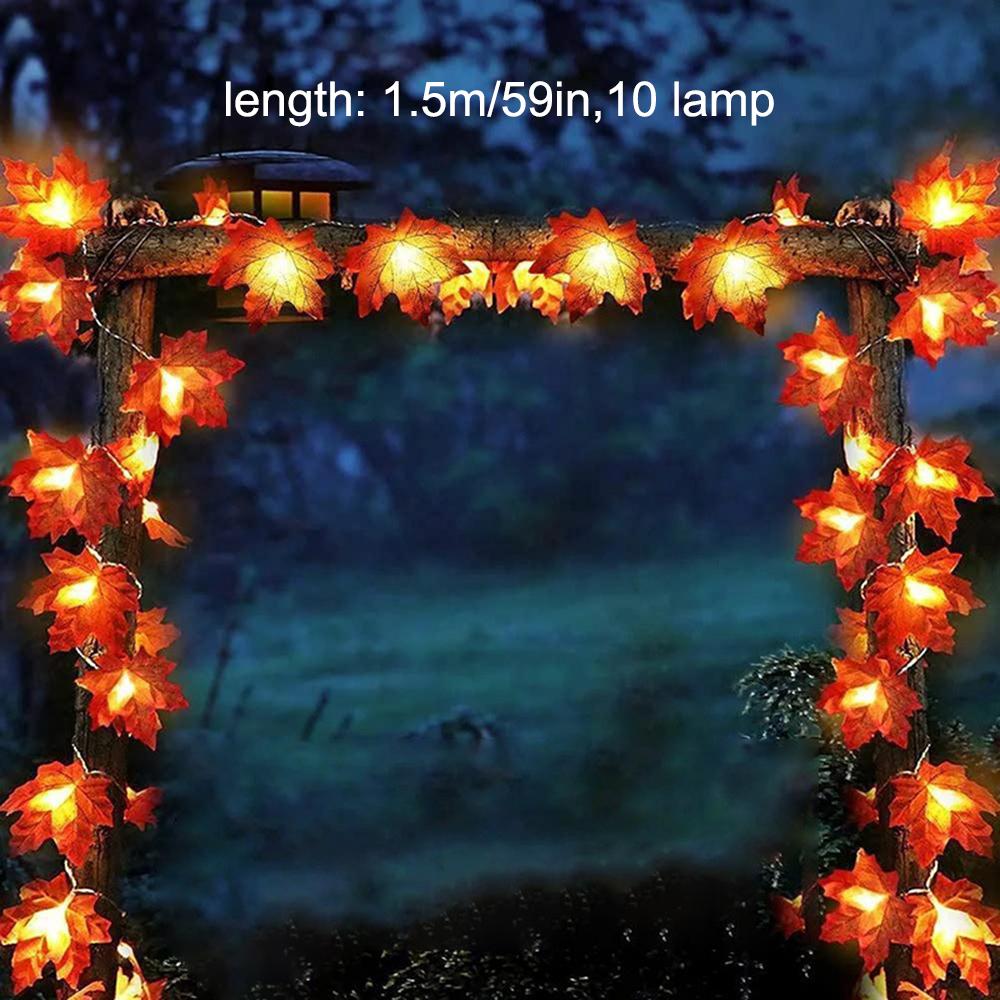 

Christmas LED Light Maple Leaf String Light Outdoor Courtyard Decor Halloween Festival Lights Thanksgiving Day Maple Color Light