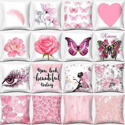 Pink Series Printed Pillowcase Home Decor Car Sofa Cushion Cover