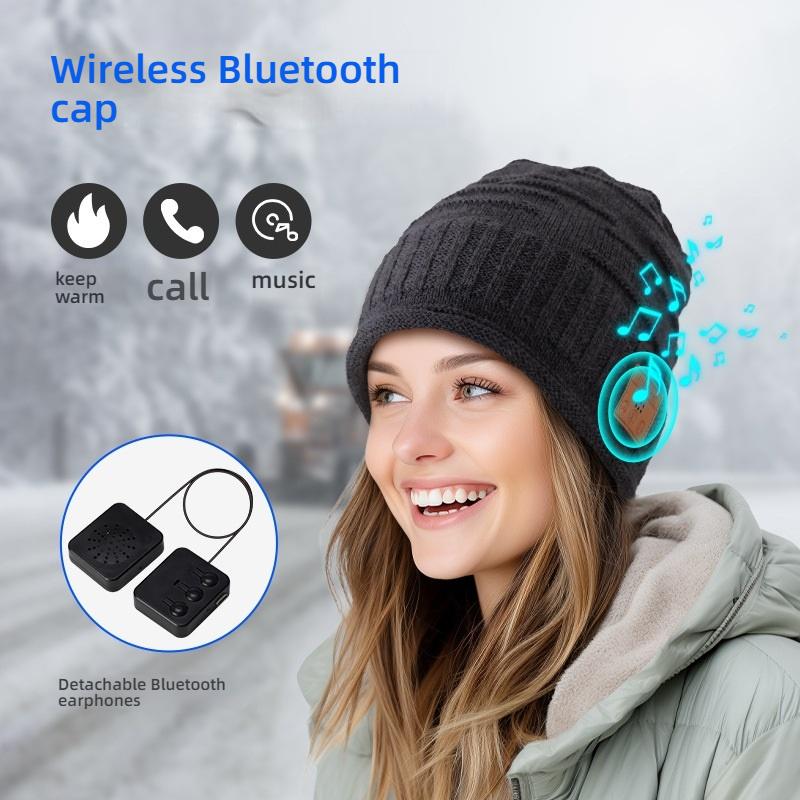 Wireless Bluetooth Beanie Hat, Waterproof Stereo Headphones Hat, 20M Transmission Range, 4 Hours Battery Life, Winter Warm Accessory