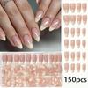 150Pcs/Box Glossy Finish Press On Nails Medium Almond Shape False Nails Fake Nail Tips  Nail Salon