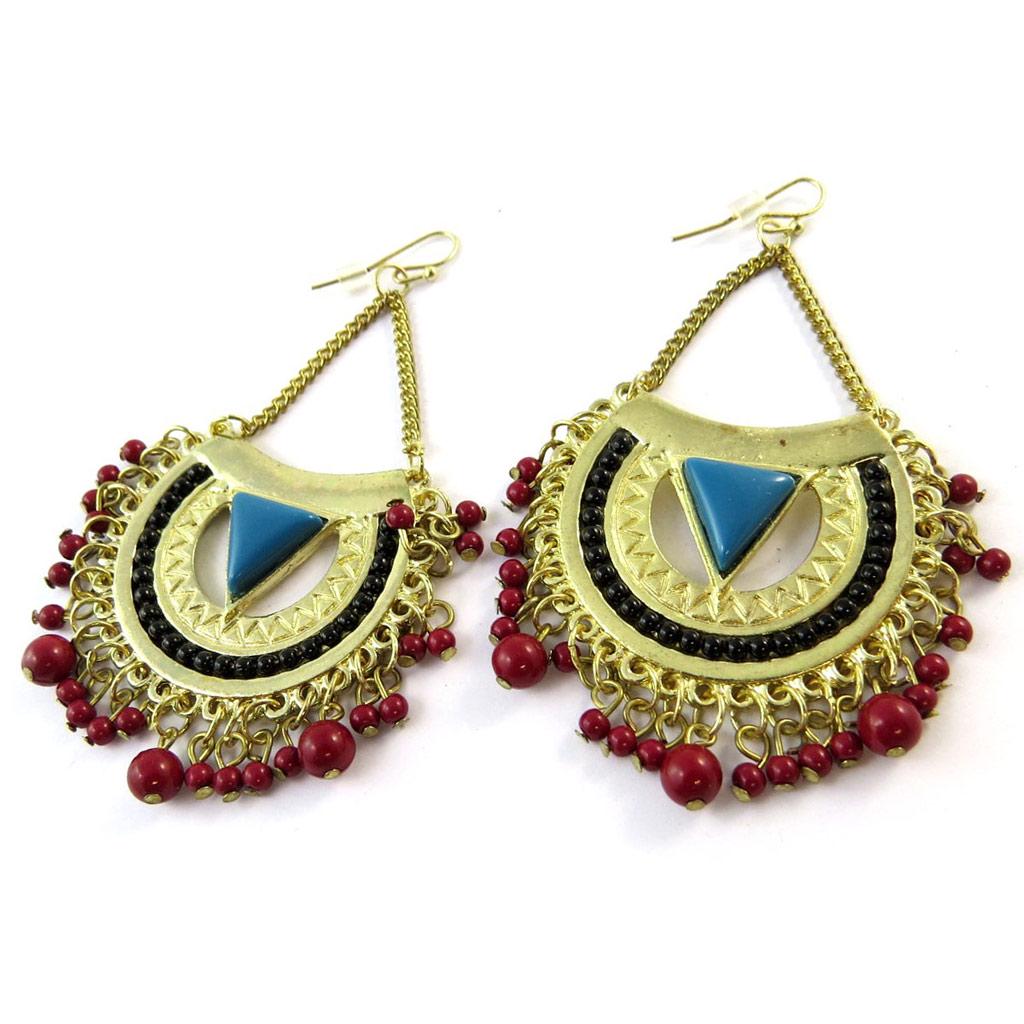 Les Trésors De Lily [N8372] - Multicolored Gold 'Altaï' Designer Earrings