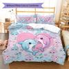Pink Gradient Cartoon Pattern Bedding,Quilt Set Quilt Cover Pillowcase Home Birthday Gift (1 * Duvet Cover + 2 * Pillowcase, Without Core)