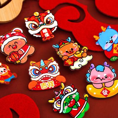 Loong Lion Dance Brooch Lucky Chinese Style Pin Jewelry Acrylic Spring Festival Pin  Lunar New Year