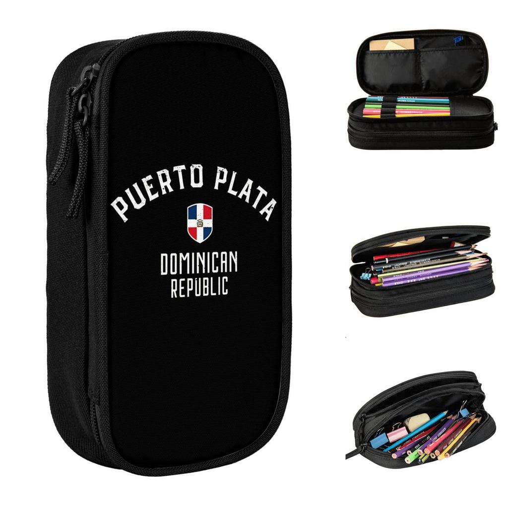Dominican Republic Flag Pencil Case Cute Pen Holder Bag Girls Boys Large Storage Students School Gifts Pencilcases