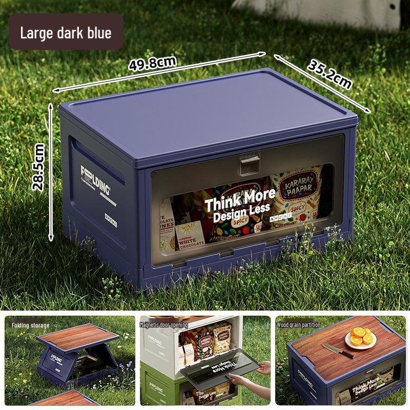 Extra Large Outdoor Storage Box: Side-Opening, Wood Lid, Foldable Camping & Car Trunk Organizer