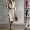 Französischer Chic Herbst Neuer Stil Temperament Dame Elegant Figurbetont Strickkleid