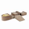 Parque infantil de espuma con puente y piscina Micro Terciopelo Suave Beige Oscuro + 100 pelotas: blanco, beis
