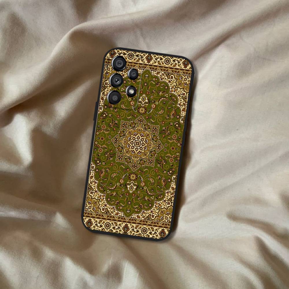 Persian Carpet Floral Pattern Phone Case For Samsung Galaxy A20,A21s,A22,A31,A32,A52,A53,A72,73,A80 Soft Black Cover
