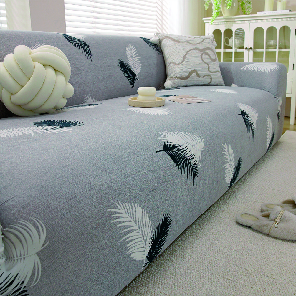 

Feather Pattern Soft Sofa Cover Anti Slip Sofa Protective Cover Machine Washable Suitable for Living Room Home Decoration 1-seater светло-серый