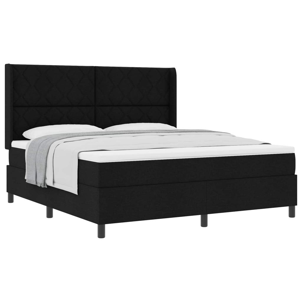Box Spring Bed with Headboard Black 200 x 180 cm Fabric