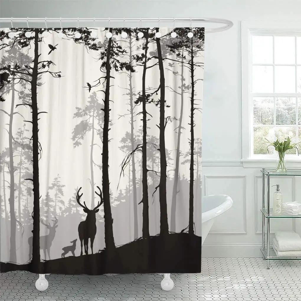 Natural Scenery Shower Curtain Set Waterfall Spring Landscape Home Bathtub Decor Waterproof Polyester Cloth Bathroom Curtains
