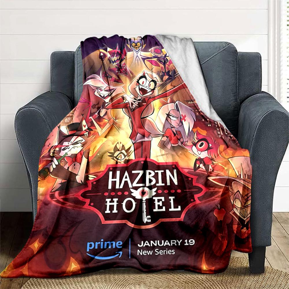 Hazbin Hotel Poster Art Flannel Blanket Super Soft Warm Cozy Blanket for Sofa Bed Office Travel All‑Season Home Decor Gift