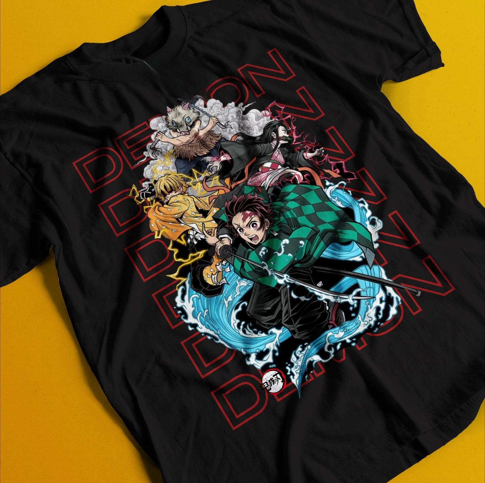 

Demon Slayer Shirt Nezuko Tshirt Tanjiro TShirt Muzan Doma Tee Inosuke Zenitsu Summer Unisexs and Womens Breathable Tshirt Top S
