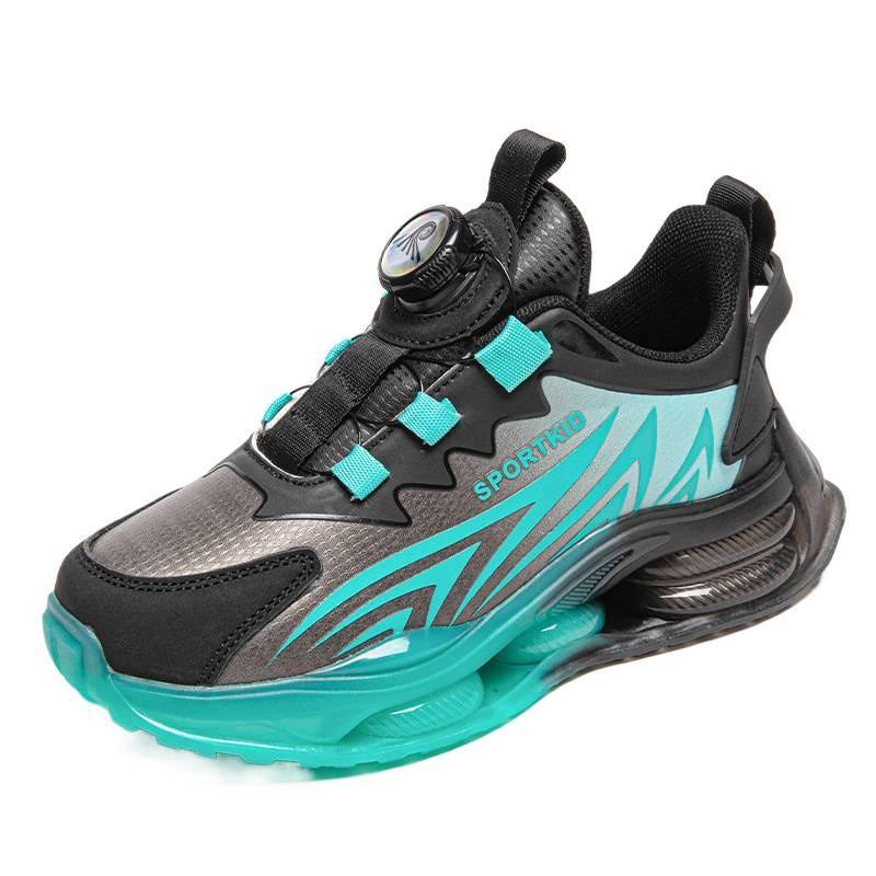 Boys Sport Shoes With Rotating Buckle Waterproof PU Upper Non-Slip Lightweight Kids 4-16 Years
