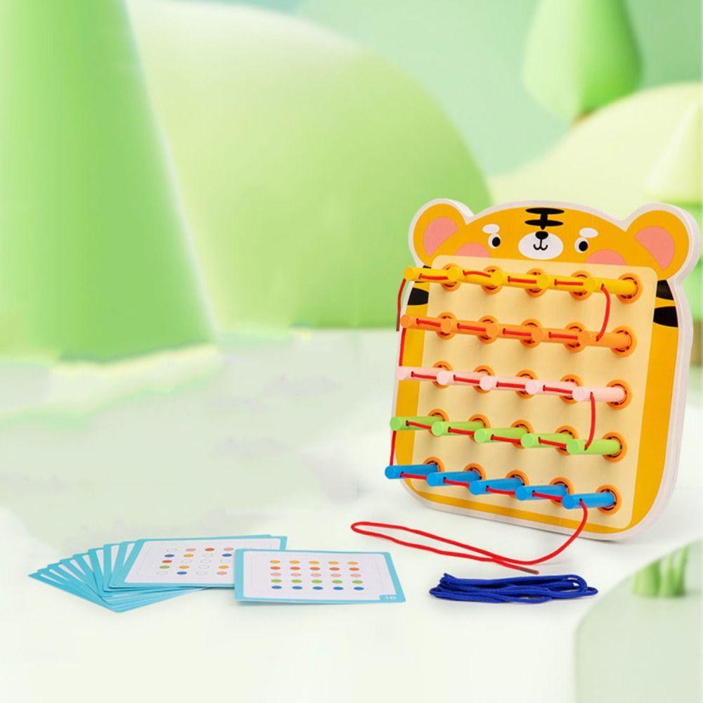 Montessori Activity Wooden Threading Lacing Toy Kids Rope Threading Game  Fine Motor Skills