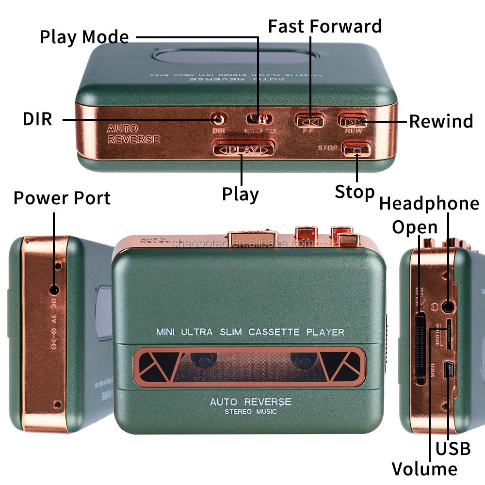 Factory  Stereo Cassette Player Capture Tape Recorder Walkman Built in Speaker with Tape to MP3 Converter