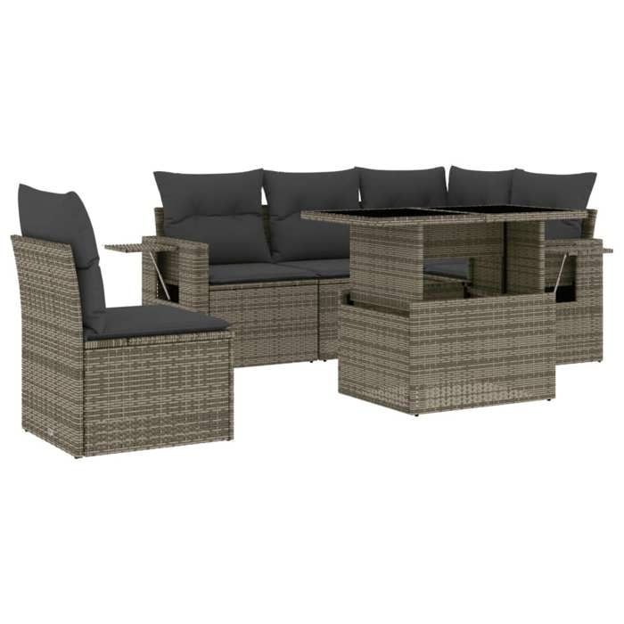 VidaXL Garden Lounge Set 6 Pcs with Grey Cushions Wicker 3267910
