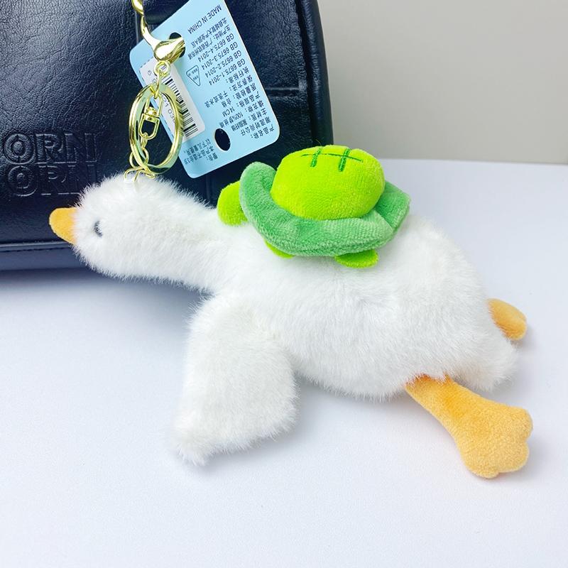 Cute Duck Plush Keychain Cartoon Can Pull Crayfish Turtles Bees Duck Doll Car Bag Accessory Cute Plush Keyring Love Pendant Gift