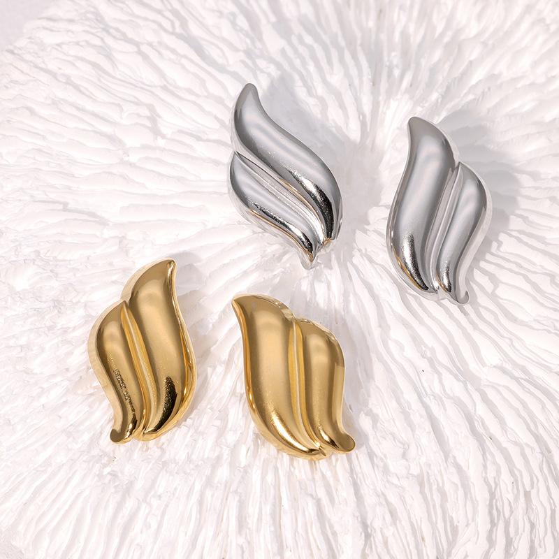 Stainless Steel Wing Smooth Stud Earrings for Women Fashion Gold Color Metal Irregular Water Drop Earrings Jewelry Gifts 2026