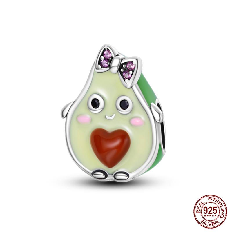Fit Qikaola Original Bracelets Fashion Durian Cherry Watermelon Banana Fruit Copper Charms Beads Diy Birthday Jewelry Gifts