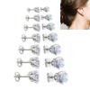 Sturdy Stainless Steel 6 Claw Studs Earrings Sparkling Round Zircon Stones for Daily Wear and Special Occasions