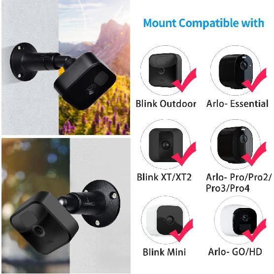 2Pack Wall Mount for All-New Blink Outdoor 4 (4th Gen) & (3rd Gen), Blink XT / XT2, Blink Mini, Adjustable Security Wall Mount for Your Blink