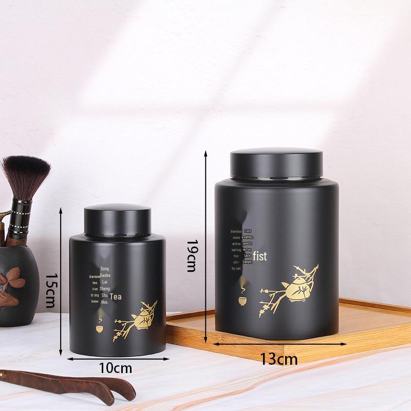 Engraved Stainless Steel Tea Storage Jar for Black, Green, and Flower Tea - Sealed Gift Packaging