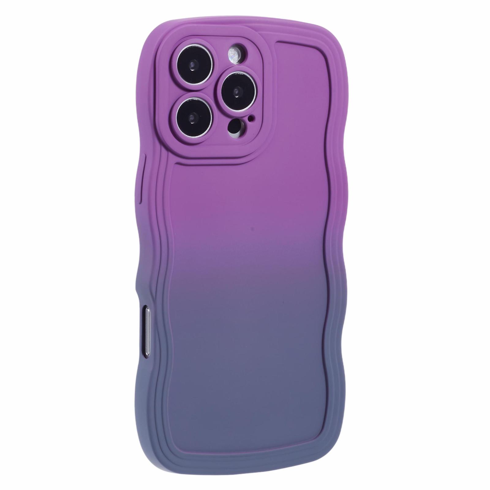 

For iPhone 16 Pro TPU Phone Case Gradient Color Rubberized Cover Purple+Lavender Grey