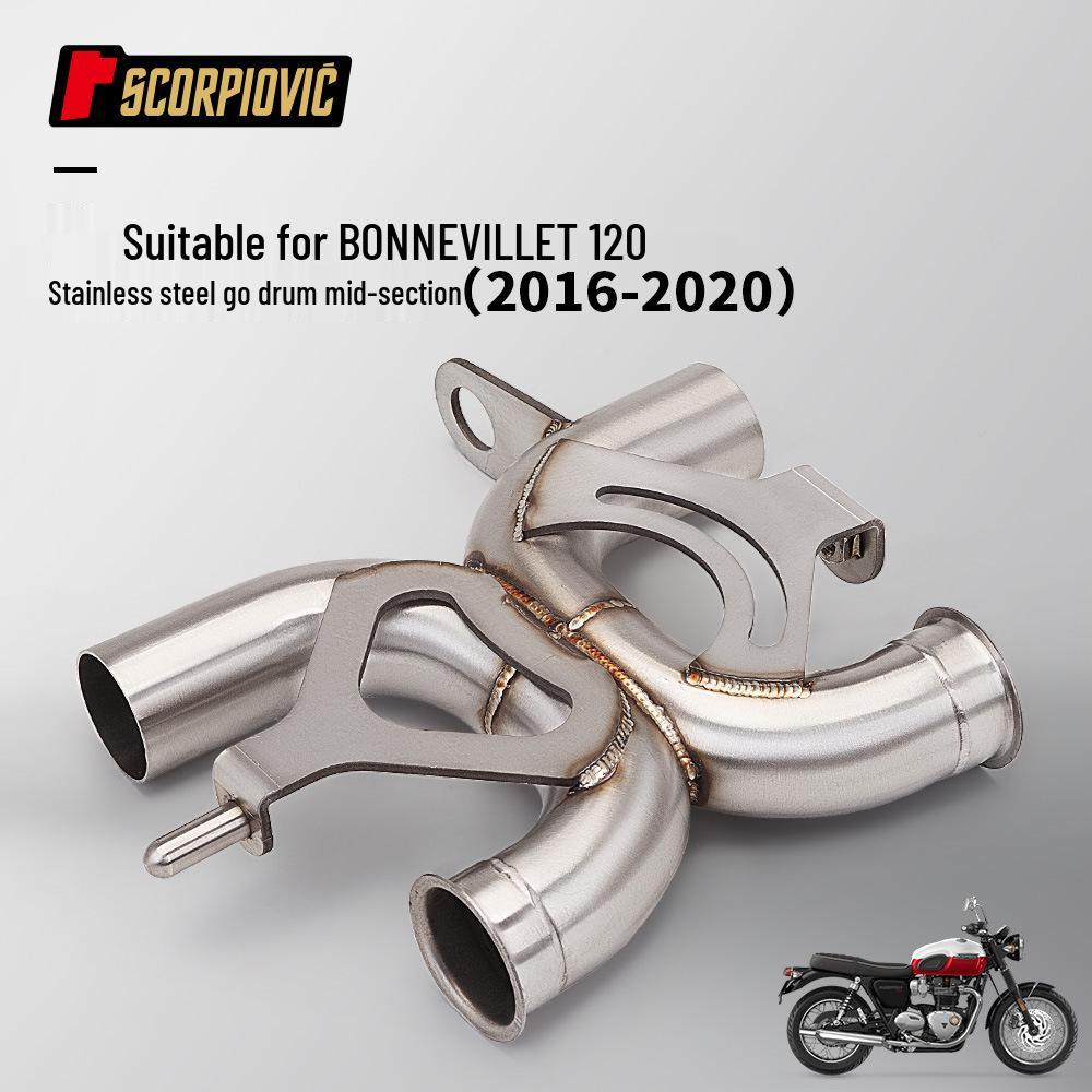 Stainless Steel Exhaust Pipe (Mid-Section, No Muffler) for Vintage Triumph Bonneville T100/T120 Motorcycles