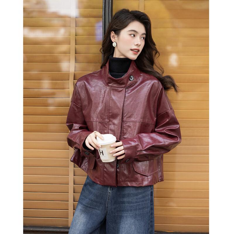 ITISF4 Sweet Cool Old Money Style Oversized Short Leather Motorcycle Jacket