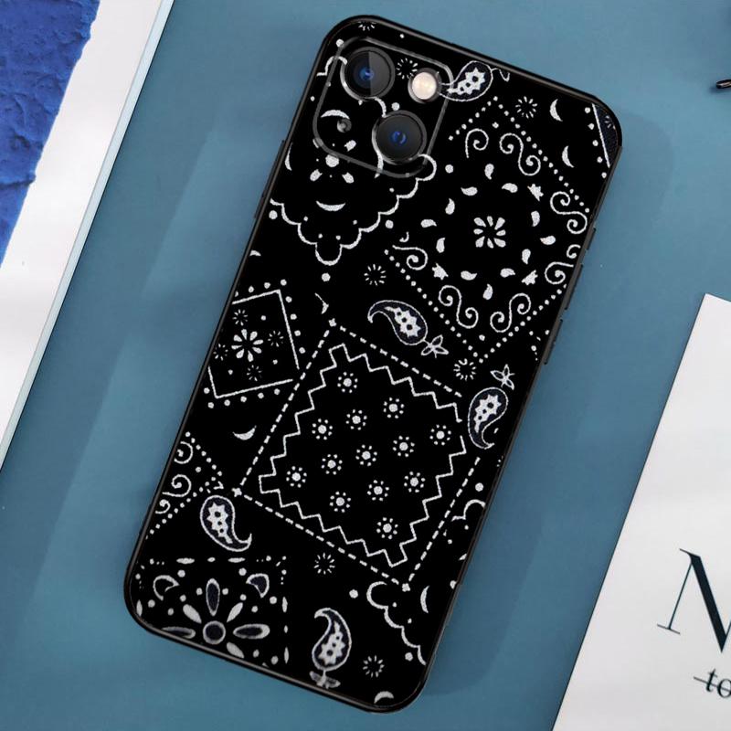 Bandana Seamless Pattern Black Phone Case For iPhone 17 Pro Max 11 12 14 15 16 Pro Max 13 Mini 15 16 Plus 16e 17 Air Cover