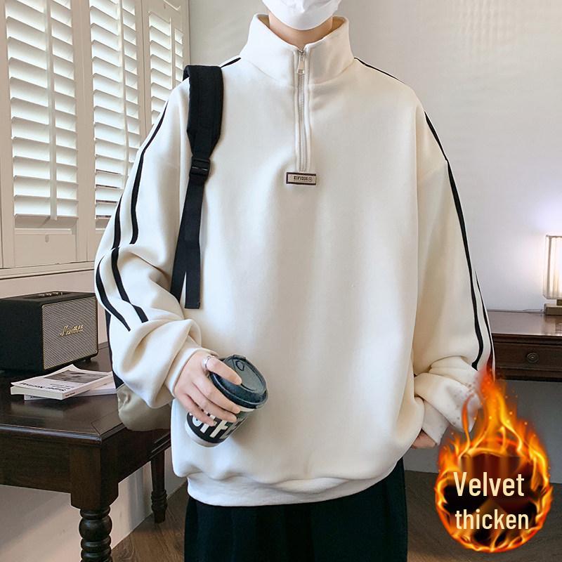 

Teen Boys Plus Velvet Thickened Half-Zip Hoodie for Autumn/Winter XL (57-65 kg)