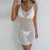 Women's Fashion Beach Solid Color Loose Beach Dress Patchwork Hollow Cover Up
