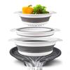3/4 Stück faltbares Sieb-Set mit selbstablassender Basis, passend für den Spülbeckenrand, einfache Aufbewahrung, Küchensieb für Pasta, Gemüse6