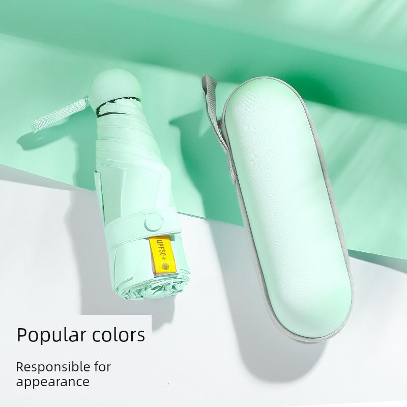 Large Sun Protection Capsule Umbrella 50% off Eight-Rib Black Coating Sun Umbrella Folding Ultra-Light Sunshade Umbrella Mini Women's Umbrella