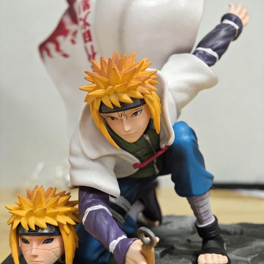 Naruto Minato Namikaze Anime Figure 22cm Dual Head Model Collectible Decoration Gift for Fans