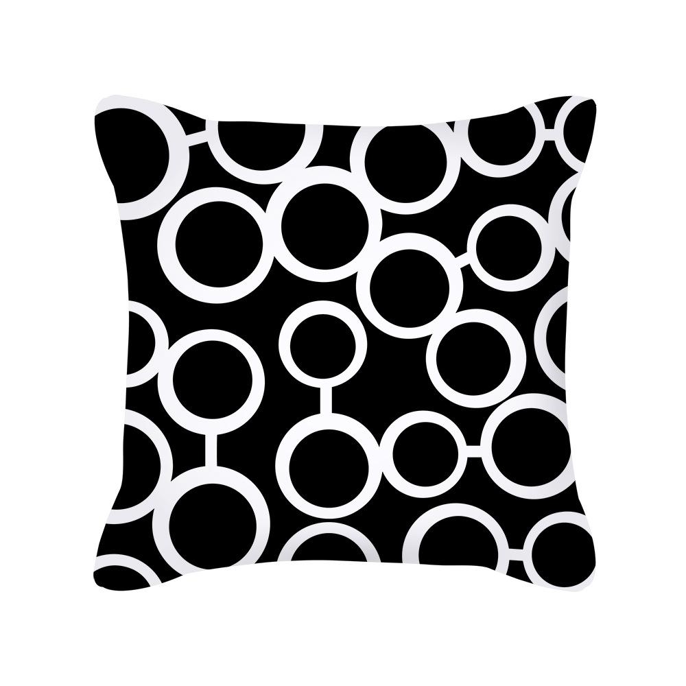 Ins Nordic Pillow Geometric Black Sofa Cushion Simple Office Peach Skin Pillow Cover