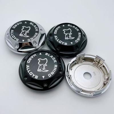 4 pezzi 66mm Nero Rhino Logo Emblema Badge Tappi Centrali Ruota Auto Coprimozzi Ruote Cerchi Mozzo Centrale Copertura Antipolvere Sostituzione Accessori Auto