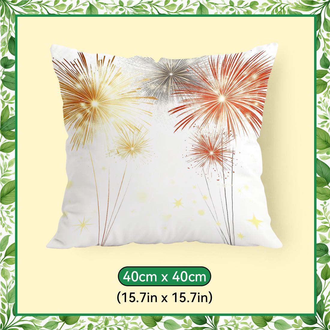 

New Year Colorful Pattern Cushions Pillowcase Polyester Cushion Cover Throw Pillow Pillowcover Home Car Sofa Decor 40x40cm