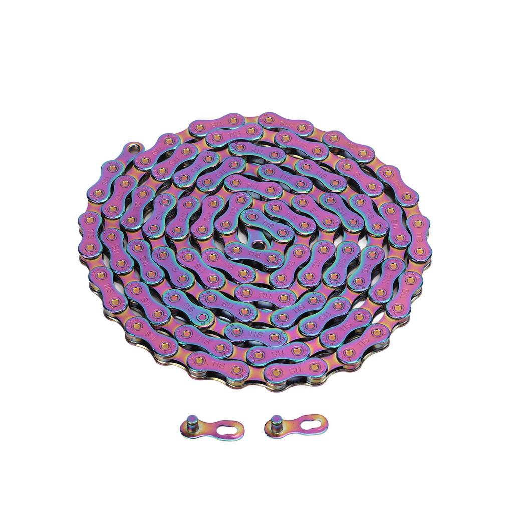 Mountain Bike Chain Fully Plated Rustproof Colorful 11 Speed Bicycle Chain for Mountain Bikes