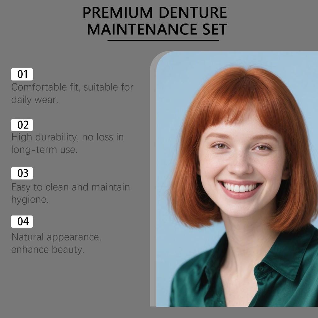 Feimuko Premium Denture Maintenance Set Comfort Fit Reducing Discomfort High-Quality Resin Easy-To-Clean Help Restores Chewing