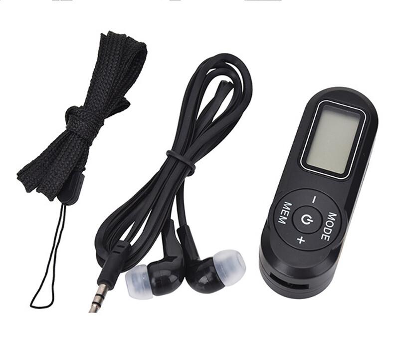 Portable FM Radio LCD Display Mini Pocket Radio Transistor with Earphones