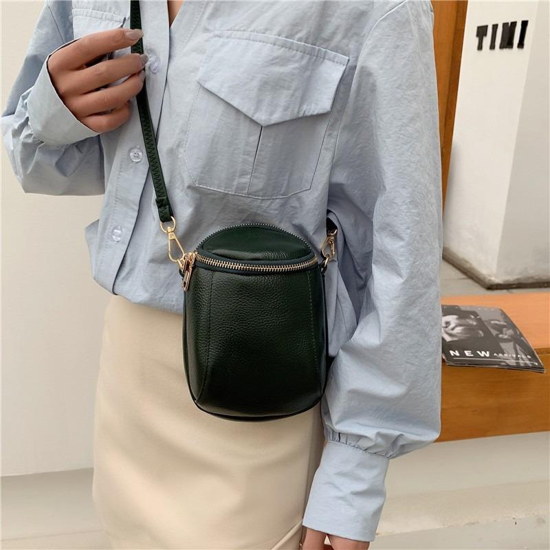 Fashion Leather Small Bag Women's New Versatile First-layer Cowhide Shoulder Messenger Bag Shell Bag Mobile Phone Bag